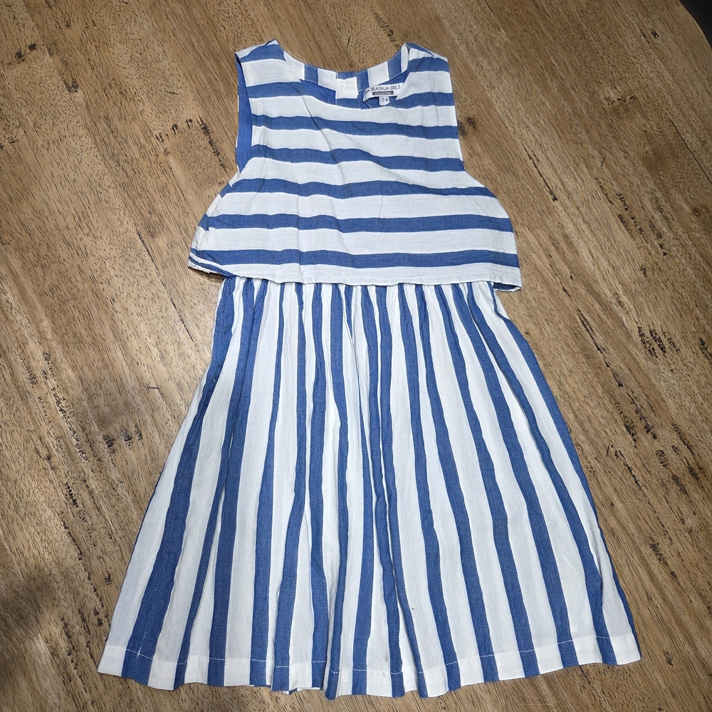Blue and White Striped Kids Dress